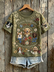 T-shirt à manches courtes à imprimé floral A Celebration of Loyal Companions pour femme