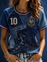T-shirt femme France Football à col rond et manches courtes