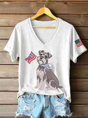 T-shirt décontracté à imprimé schnauzer pour femmes