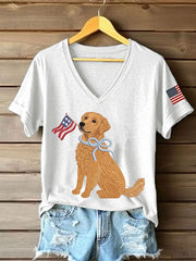 T-shirt décontracté Golden Retriever Print Femme