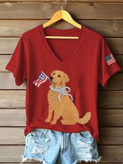 T-shirt décontracté Golden Retriever Print Femme