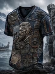 T-shirt viking à col en V pour homme