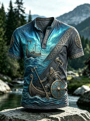 T-shirt vintage pour homme à imprimé viking