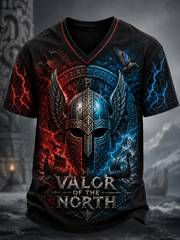 T-shirt viking à col en V pour homme