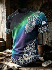 T-shirt vintage pour homme à imprimé viking