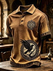 Polo pour homme à imprimé rétro motif viking