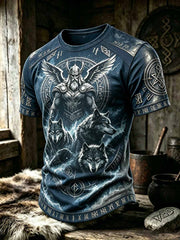 T-shirt pour homme à imprimé rétro motif viking