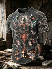 T-shirt pour homme à imprimé rétro motif viking