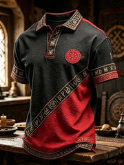 Polo pour homme à imprimé rétro motif viking