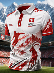 Polo Homme Manches Courtes Imprimé Football Alpin