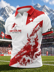 Polo à manches courtes pour homme au motif inspiré du football alpin