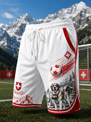 Shorts de sport pour homme à imprimé inspiré des Alpes et du football