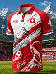 Polo Homme Manches Courtes Raglan Imprimé Football Alpin
