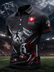 Polo à manches courtes pour homme au motif inspiré du football alpin