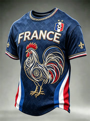 T-shirt manches courtes pour hommes France Football, motif floral aux couleurs du drapeau, imprimé inspiré