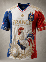 T-shirt à col V pour la commémoration patriotique française masculine