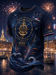 T-shirt manches courtes bleu marine pour homme