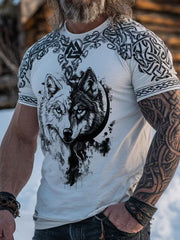 T-shirt décontracté avec imprimé ethnique viking et nordique vintage