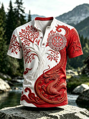 T-shirt décontracté imprimé Vintage Viking Tree of Life pour hommes
