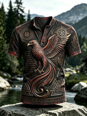 T-shirt décontracté à manches courtes pour homme, imprimé viking rétro