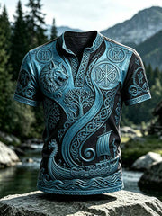Vintage Viking Wolf Warrior T-shirt décontracté imprimé pour hommes