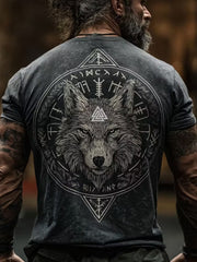 T-shirt décontracté avec imprimé ethnique viking et nordique vintage