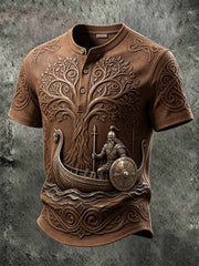 T-shirt décontracté pour homme à imprimé rétro guerrier viking