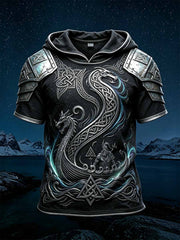 Sweat à capuche décontracté rétro imprimé viking pour hommes