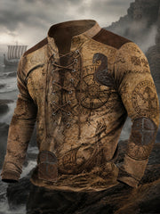 T-shirt décontracté pour homme avec impression rétro viking