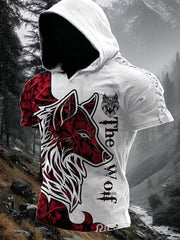 Sweat à capuche décontracté au motif d’art populaire nordique inspiré des Vikings, style vintage