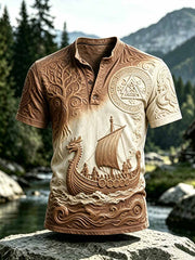 Vintage Viking Dragon Ship Imprimer T-shirt décontracté pour hommes