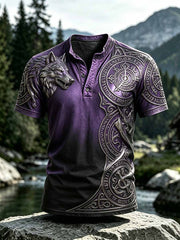 Vintage Viking Celtic Knot Wolf Print T-shirt décontracté pour hommes