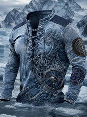 T-shirt décontracté pour homme avec impression rétro viking