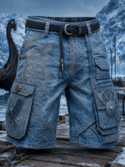 Short décontracté pour homme avec impression rétro d’art viking
