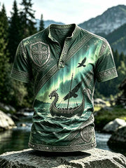 T-shirt décontracté à manches courtes pour homme, imprimé viking rétro