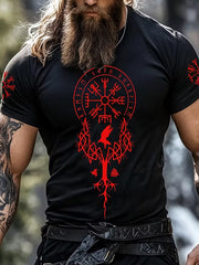 T-shirt décontracté avec imprimé d'art ethnique VikingNorse Vintage