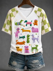 T-shirt femme pour chien à col en V et épaules dénudées, à manches courtes