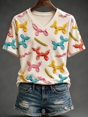 T-shirt coloré à manches courtes pour femmes, motif chien