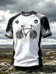 T-shirt décontracté pour homme à imprimé graffiti noir et blanc, style cycliste français