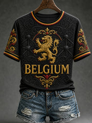 T-shirt à manches courtes pour femmes, motif «Belgium Lover»