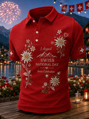 Polo graphique à manches courtes Célébration de la fête nationale pour hommes