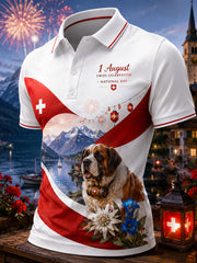 T-shirt polo à manches courtes, graphique, pour la célébration de la Journée nationale des hommes