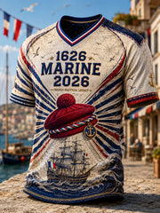 T-shirt Homme Marine Française Col V
