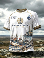 T-shirt décontracté pour homme à imprimé breton français port du patrimoine