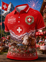 Polo à manches courtes pour homme avec imprimé célébrant la fête nationale