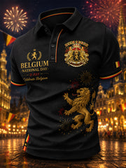 Polo à manches courtes pour homme avec imprimé graphique commémoratif de la fête nationale