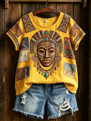 Chemise en coton et lin d’art africain pour femme