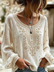 Haut élégant en coton et lin pour femme