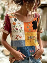 Haut élégant en coton et lin pour femme