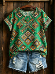 Chemise en coton et lin d’art africain pour femme